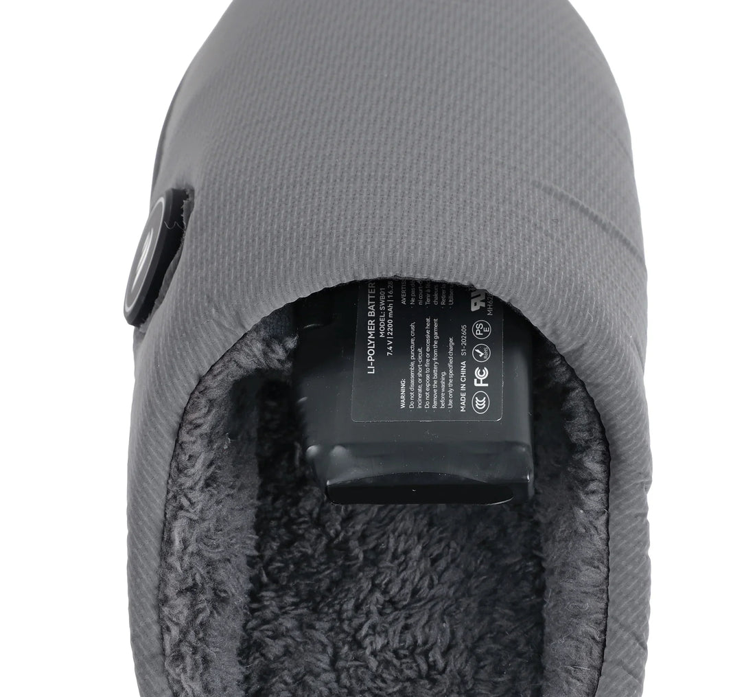 Verwarmde pantoffels open hiel grijs 3